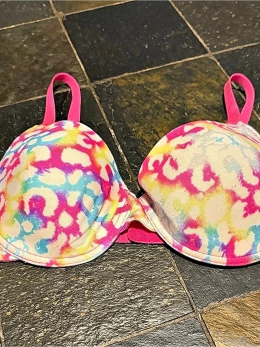 Joe Boxer Abstract Print Underwire Bra in Pink & Multicolor